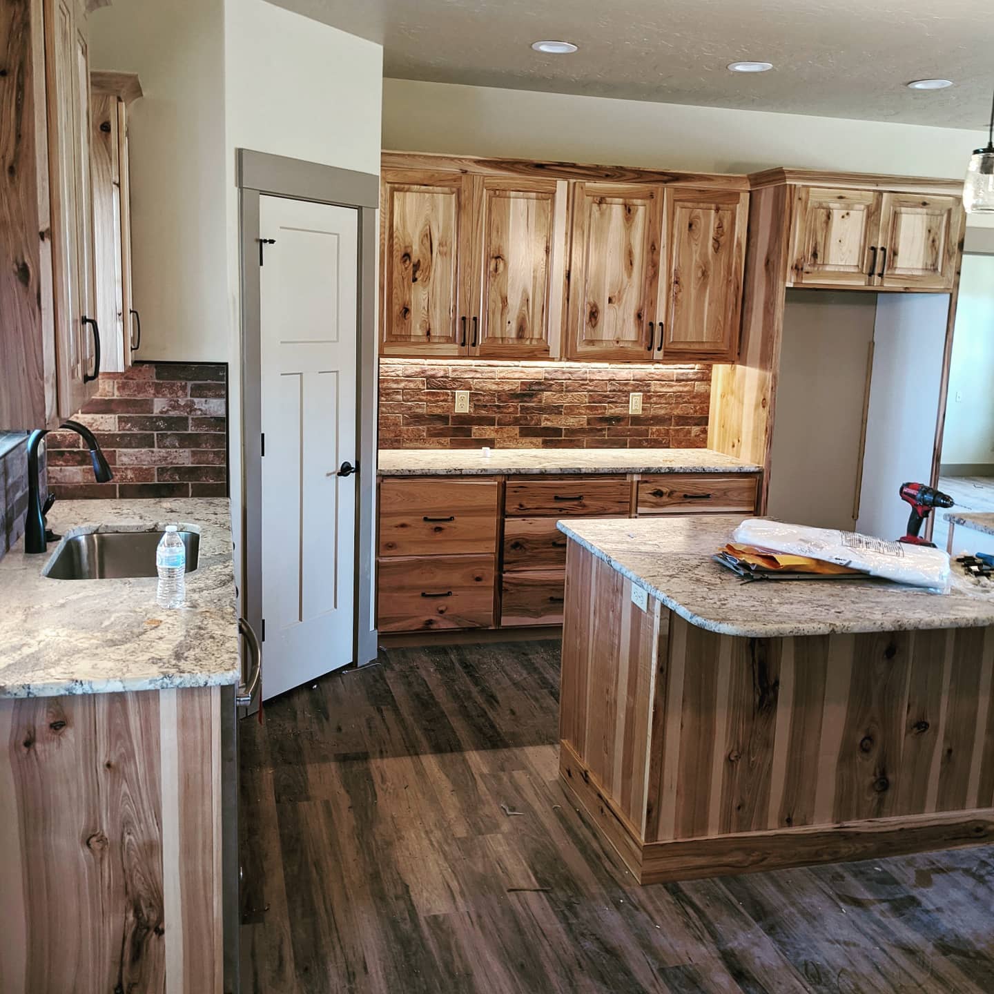 custom wooden cabinets in remodeled kitchen